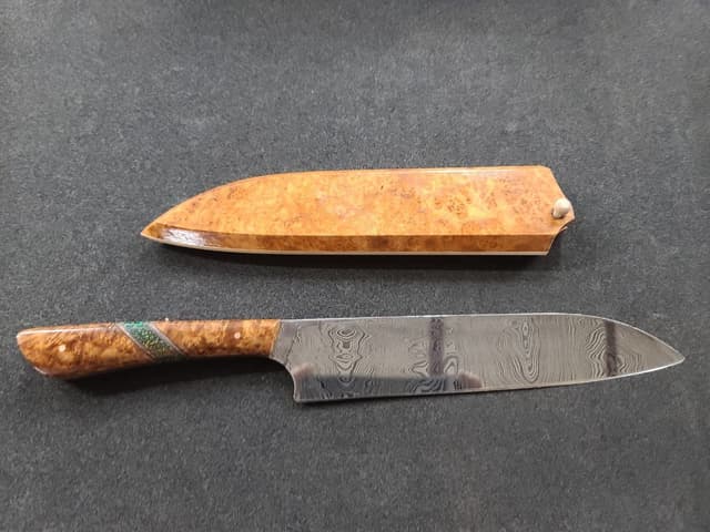 Handmade Damascus santoku knife — Four Elements Smithy